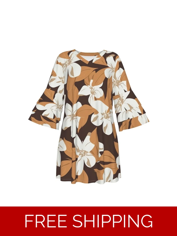 Motiff Stacked Ruffle Sleeve Dress